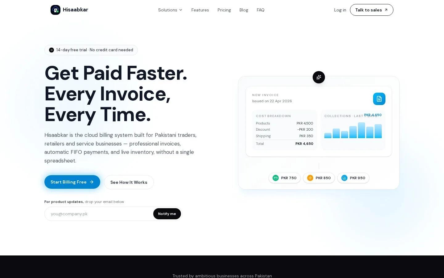Screenshot of hisaabkar.com