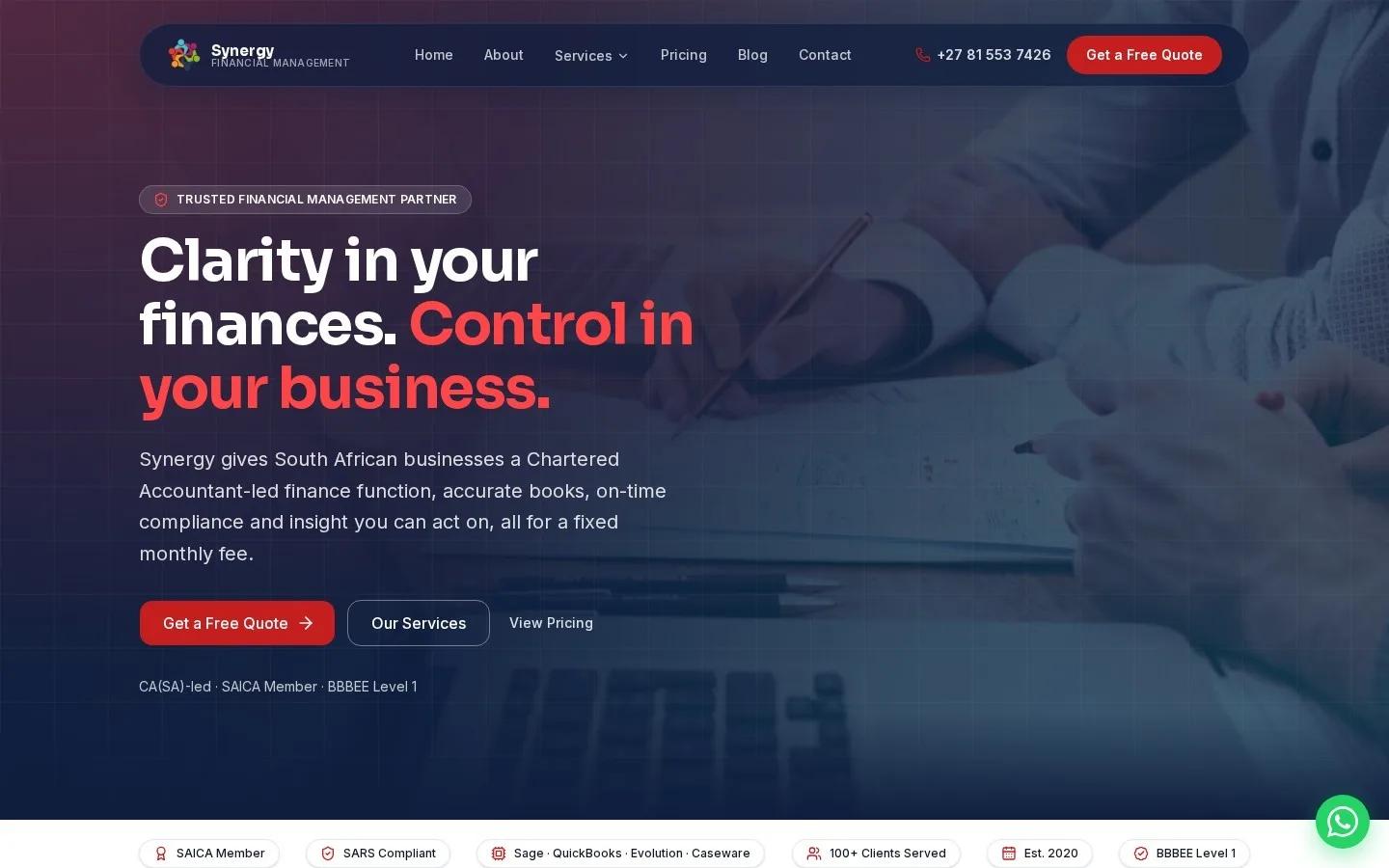 Screenshot of synergyfm.co.za